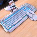 YINDIAO V2 Mechanical Feel Gaming Keyboard Mouse Set (White Ice Blue light)