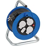 Brennenstuhl Garant Compact Cable Reel 3-Way with USB for Indoor Use (Indoor Cable Reel with USB Charging Function and 15 m Cable, Made in Germany), Blue