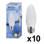 10 Pack E27 White Thermal Plastic Candle LED 4W Warm White 3000K 400lm Light Bulb