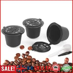 3pcs Refillable Reuse Coffee Capsule Filters for Nespresso Machine (Black) GB