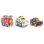 VTech Toot-Toot Drivers 3 Car Pack with Fire Engine, Police Car and Racer | Interactive Toddlers Toy for Pretend Play, Lights & Sounds | For Boys & Girls 12 Months, 2, 3, 4 + Years, English Version