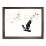 Bald Eagle In Flight In Abstract Modern Art Framed Wall Art Print, Ready to Hang Picture for Living Room Bedroom Home Office Décor, Walnut A2 (64 x 46 cm)