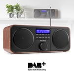 Novara DAB+ Digital Radio with FM Tuner and Alarm, Shelf Stereo System, Wood