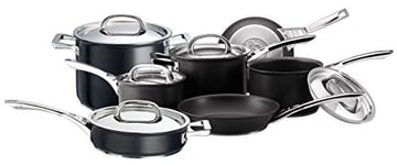 Circulon Infinite Induction Hob Pan Set - 7 Piece Non Stick Pots and Pans Set with Stainless Steel Lids & Handles, Premium Dishwasher Safe Cookware, Black