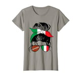 Italian Football Mom Messy Bun Italy Football Girl T-Shirt