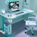 DEVOKO Bureau Gaiming Gamer Informatique Table avec Porte-Boisson et Porte-Casque,140 cm Bleu - Devoko
