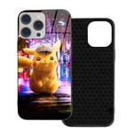 Anime Case for iPhone Slim Glass Protective Cover with Soft Silicone Edge for iPhone 12 Pro Max mini,IP12mini-5.4|Poke-mon Pikachu-1