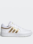 adidas Sportswear Womens Hoops 3.0 Trainers - White/Gold, White/Gold, Size 4, Women
