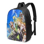 Lawenp Sword Art Online Anime Laptop Backpack- with USB Charging Port/Stylish Casual Waterproof Backpacks Fits Most 17/15.6 Inch Laptops and Tablets/for Work Travel School