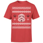 Star Wars Christmas Stormtrooper Face Knit Red T-Shirt - S - Red