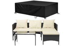 RattanTree 3Pcs Garden Lounge Sofa Set Rattan Furniture with Cushions Protective Cover Black
