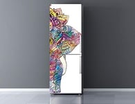 Oedim Autocollant décoratif en vinyle pour réfrigérateur Motif éléphant Mandala 185 x 70 cm Durable et facile à appliquer Motif élégant Multicolore