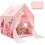 Lektält Stort barntält Lektält inomhus med mattdörr Gardin 121 x 105 x 137 cm Rosa