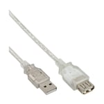 USB 2.0 Extension, Plug / Socket, Type A, Transparent, 2m