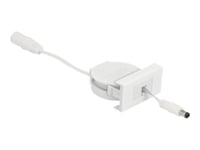 Delock Easy 45 - Förlängningskabel För Ström - Dc-Jack 5,5 X 2,1 Mm (Hane) Till Dc-Jack 5,5 X 2,1 Mm (Hona) - 12 V - 1.5 A - 50 Cm - Indragbar, Platt - Vit, Ral 9003
