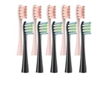 Sonic elektrisk tandborsthuvud, 10 utbytbara borsthuvuden, oberoende förpackning., 5Svart5Rosa