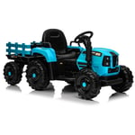 Voiture électrique pour enfants, tracteur, avec remorque, télécommande, bleu, 128x59x54cm
