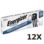 12X Pack of 10 ENERGIZER AA ULTIMATE LITHIUM BATTERIES 1.5v LR6 L91