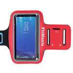 FitMania Universal Running Armband For iPhone Samsung Plus One Xiaomi All Phones With Screen Sizes Up To 6", Comfortable Sweatproof Sports Armband with Key Holder For Jogging And Gym Workouts, RED