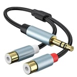 Adaptateur Cinch vers Jack 3.5,adaptateur Cinch versJack,adaptateur audio stéréo Cinchvers Jack Adaptateur jack3,5 mm vers 2 prisesRCA RCA Adaptateur jack3,5 mm vers 2 prises RCA plaqué or 20 cm