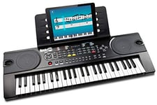 RockJam 49 Key Keyboard Piano with Power Supply, Sheet Music Stand, Piano Note Stickers & Simply Piano Lessons., Black