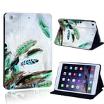 FINDING CASE Fit Apple iPad Mini 1/2 / 3 Leather Cover - PU Flip Leather Smart Lightweight Shell Cover Case for iPad Mini 1/2/3 (iPad Mini 1/2/3, green feather)