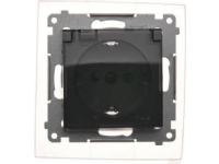 Kontakt-Simon Simon 54 Schuko socket for IP44 version with shutters with frame gasket (module) 16A 250V transp. black matt DGSZ1BZ.01/49A