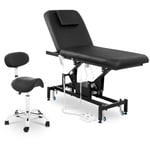 physa Elektrisk massagebänk Physa Lyon Black + svart sadelstol med ryggstöd Hamburg - Set