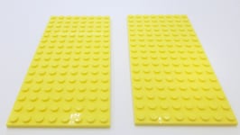 2 x LEGO 8x16 YELLOW Plate Baseplate Base - 8x16 STUDS (PINS)  - Brand New