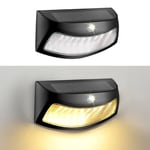 Udendørs Solcelle væglampe - Tænder automatisk - Varm hvid lys - Sort