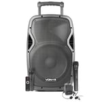 VONYX Battery Powered PA Bluetooth Speaker UHF Wireless Microphone & Headset 12" 600W