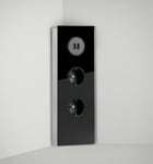Hörnbox Mira 2-vägs + 2x USB A Svart glas
