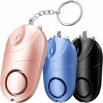 Alarme personnelle [3-Pack], Qoosea Safe Sound Alarme de sécurité personnelle 140 db Porte-clés d'alarme avec lumière led, Alarme de sécurité