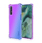 HAOYE Case for Oppo Find X2 Neo Case, Gradient Color Ultra-Slim Crystal Clear Anti Smudge Silicone Soft Shockproof TPU + Reinforced Corners Protection Phone Cover (Purple/Blue)