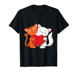 Happy Valentines Day Love Cute Heart Cartoon Cats Animal T-Shirt