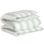 Percale Stripe Påslakan 220x220 cm, Clay Green