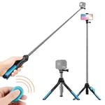 XIAODUAN-professional - Bluetooth Remote Control Integrated Tripod Selfie Stick for Sports Camera / 4-6 inch Phones, Size:19-93cm(Blue) (Color : Blue)