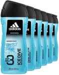 6 x Adidas Body Hair Face Shower Gel  250ml  - Ice Dive (Refreshing)