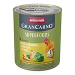 animonda GranCarno Junior Superfoods Nourriture Humide pour Chiens en Croissance Poulet + Brocoli Carottes Huile de Saumon 800 g