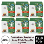 Nescafe Dolce Gusto Starbucks Coffee Pods 6x Boxes / 72 Caps Colombia Espresso