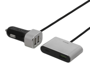 Deltaco billaddare med USB-C och Quick Charge 3.0, 10,8A, 1xUSB-C ho, 3xUSB Typ A ho