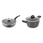 Tower T81202 Cerastone Forged Multi-Pan with Non-Stick Coating and Soft Touch Handles, 28 cm & T81272 Cerastone Induction Casserole Dish with Glass Lid, Non Stick Ceramic Coating
