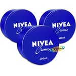 3x Nivea Creme All Purpose Face Body Moisturising Cream for Dry Skin Care 400ml