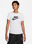 Nike NSW Essential Icon Futura T-Shirt - White, White, Size Xs, Women