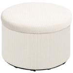 Pall med förvaringsutrymme pall med lock, rund ottomanska fotpall med sladdlook för vardagsrum, sovrum 60 x 60 x 41 cm beige Aos