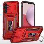 SKALO Samsung A14 4G/5G Armor Hybrid Metallring Kameraslider - Röd Röd
