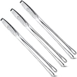 3-pack Koreanska och Japanska BBQ-tänger i rostfritt stål, Grilltänger, Köksmatstänger, Pincett, Matlagningsverktyg för Sallad, Fisk, Biff, BBQ, Buffé