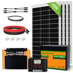 Eco-worthy - Kit complet de panneau solaire 480W 12V avec batterie lithium LiFePO4 100Ah 12V,onduleur de Charge pure 1100W 12V et contrôleur de