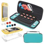 Accessories Bundle Compatible with Nintendo Switch Lite Carry Case & TPU Protective Case Cover & Thumb Grip Covers & Screen Protector - Turquoise