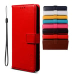 BRAND SET Case for TCL 20 SE Case Wallet Style Faux Leather flip Case with Secure Magnetic Closure Lock and Bracket Function Suitable for TCL 20 SE(Red)